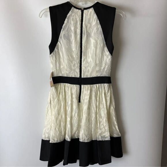 Rachel Rachel Roy Womens White Black  Mixed Media A-Line Dress SZ 2 $119 Cream - Picture 3 of 5